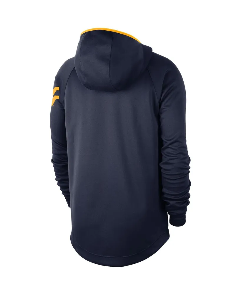 Men's Navy West Virginia Mountaineers Basketball Spotlight Performance Raglan Pullover Hoodie