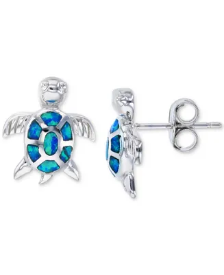 Lab-Created Blue Opal Turtle Stud Earrings (1/2 ct. t.w.) in Sterling Silver