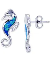 Lab-Created Blue Opal Seahorse Stud Earrings (1/4 ct. t.w.) in Sterling Silver