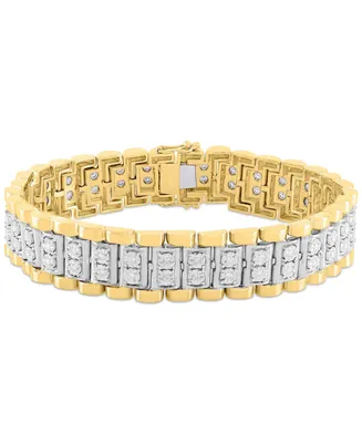Men's Diamond Link Bracelet (1 ct. t.w.) Sterling Silver & 14k Gold-Plate