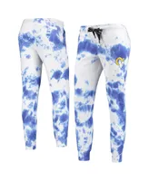 Women's Dkny Sport White and Royal Los Angeles Rams Melody Tie-Dye Jogger Pants