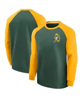 Men's Nike Green and Gold Bay Packers Historic Raglan Crew Performance Sweater