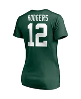 Women's Fanatics Aaron Rodgers Green Green Bay Packers Player Icon Name and Number V-Neck T-shirt