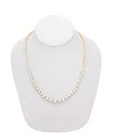 Graduated Cubic Zirconia Tennis Necklace Silver Plate or Gold