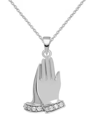 Diamond Praying Hands 18" Pendant Necklace (1/10 ct. t.w.) in Sterling Silver