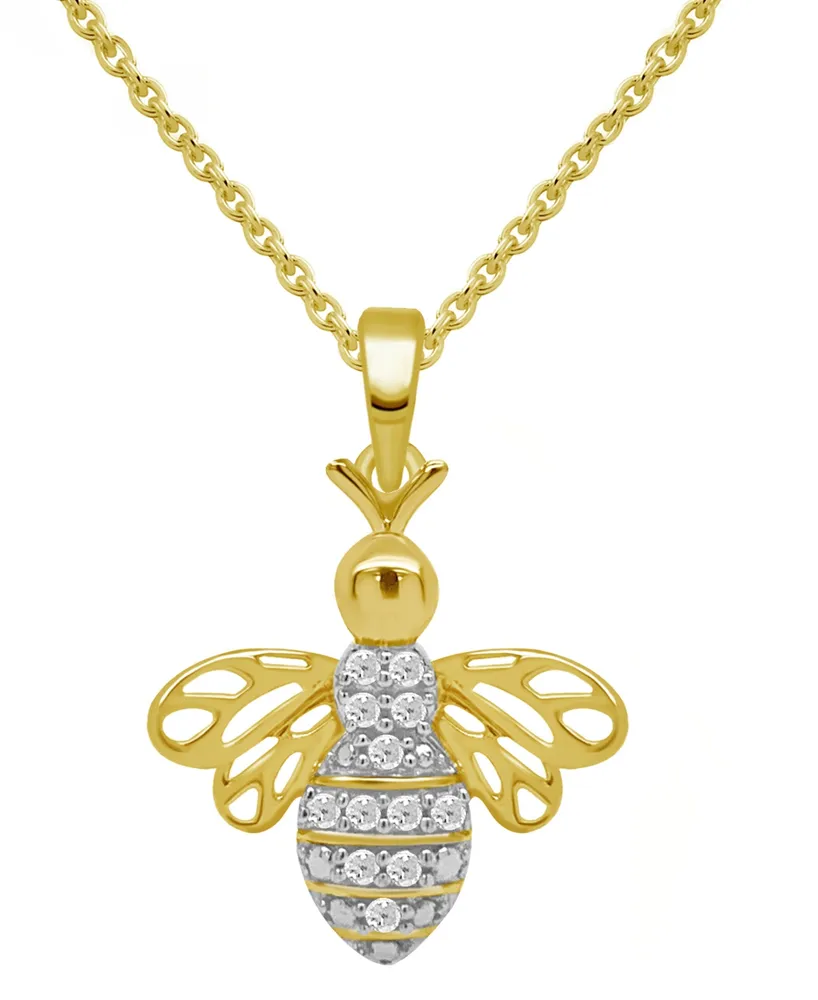 Diamond Bee 18" Pendant Necklace (1/10 ct. t.w.) Sterling Silver or 14k Gold-Plated