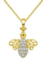 Diamond Bee 18" Pendant Necklace (1/10 ct. t.w.) Sterling Silver or 14k Gold-Plated