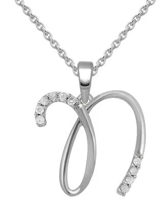 Diamond Fancy Initial 18" Pendant Necklace (1/10 ct. t.w.) in Sterling Silver