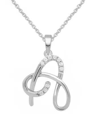 Diamond Fancy Initial 18" Pendant Necklace (1/10 ct. t.w.) in Sterling Silver