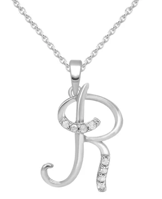 Diamond Fancy Initial 18" Pendant Necklace (1/10 ct. t.w.) in Sterling Silver