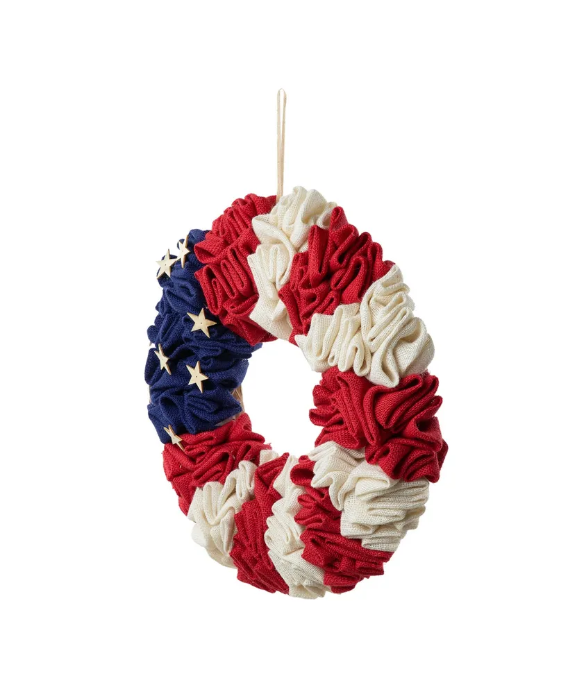 Glitzhome Patriotic or Americana Round Wreath, 18"