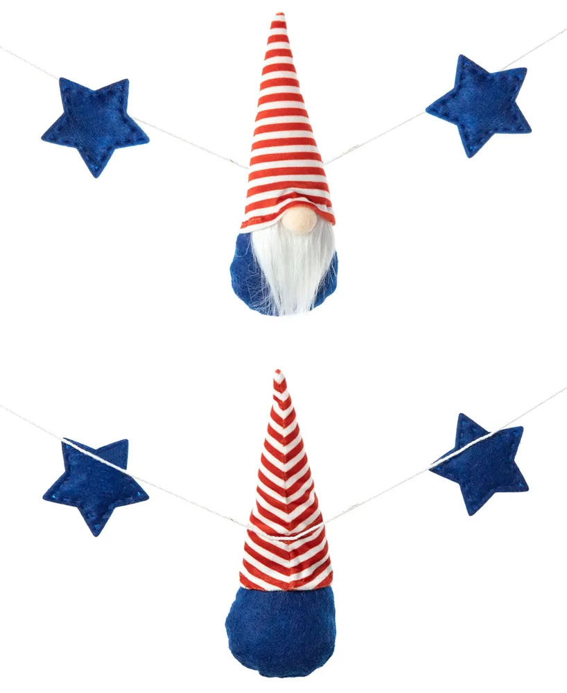 Glitzhome Patriotic Gnome Garland, 6'