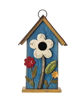 Glitzhome 10.25" Retro Birdhouse with 3D Flowers