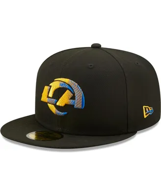 Men's New Era Black Los Angeles Rams Team Logo Color Dim 59FIFTY Fitted Hat