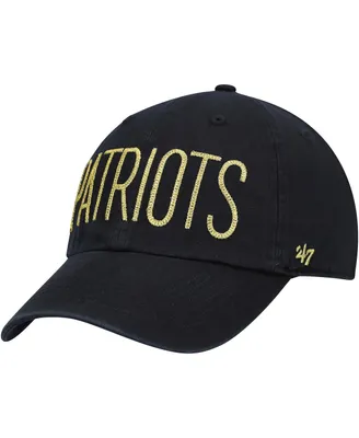 Women's '47 Black New England Patriots Shimmer Text Clean Up Adjustable Hat