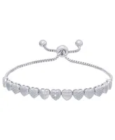 Diamond Accent Heart Link Adjustable Bolo Bracelet