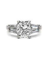 Moissanite Radiant Cut Engagement Ring (3-7/8 Carat Total Weight Diamond Equivalent) 14K White Gold