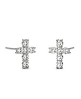 Moissanite Cross Stud Earrings (1/3 Carat Diamond Equivalent Weight) in 14K White Gold