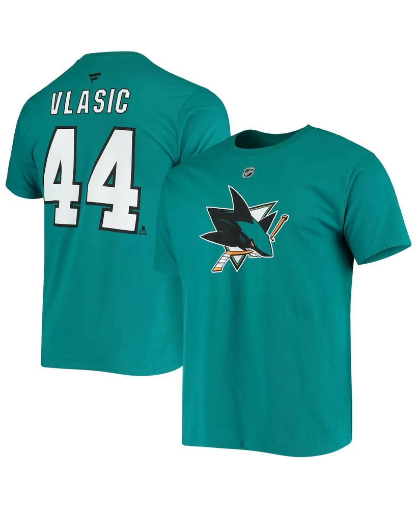 Men's Fanatics Marc-Edouard Vlasic Teal San Jose Sharks Player Name and Number T-shirt