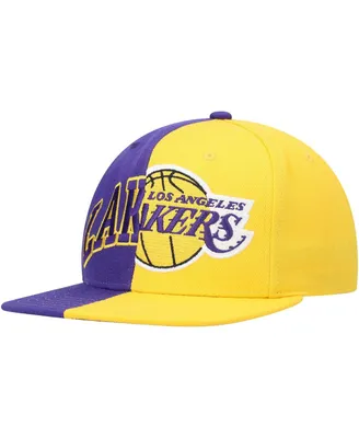 Men's Mitchell & Ness Purple, Gold Los Angeles Lakers Half and Half Snapback Hat