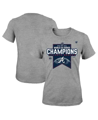 Big Girls Fanatics Heathered Gray Atlanta Braves 2021 World Series Champions Locker Room T-shirt