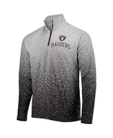 Men's Foco Silver and Black Las Vegas Raiders Gradient Raglan Quarter-Zip Jacket