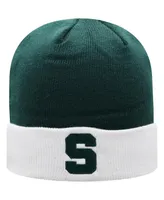 Men's Top of the World Green, White Michigan State Spartans Core 2-Tone Cuffed Knit Hat