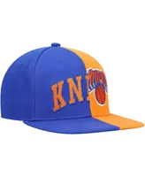 Men's Mitchell & Ness Royal, Orange New York Knicks Half and Half Snapback Hat