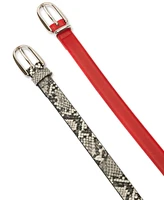 I.n.c. International Concepts 2-Pk Snake & Solid Belt, Created for Macy's