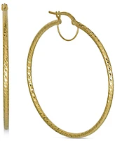 Textured Medium Hoop Earrings in 10k Gold, 40mm