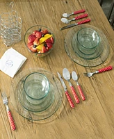 French Home Bistro Picnic Polka Dot Stainless Steel 16 Piece Flatware Set, Service for 4