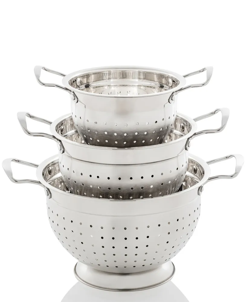 Ovente 3 Pieces Colander Set - Silver