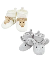 Hudson Baby Baby Boys Unisex Baby Animal Fleece Booties 2-Pack