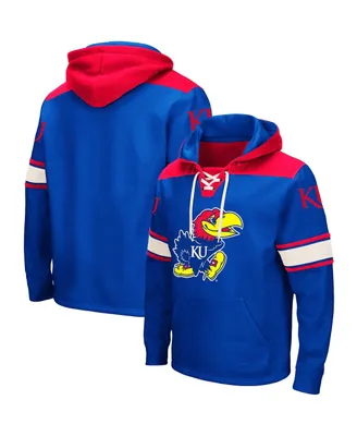 Men's Colosseum Royal Kansas Jayhawks 2.0 Lace-Up Pullover Hoodie