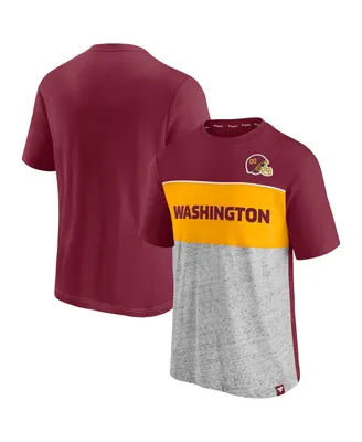 Men's Fanatics Burgundy, Heathered Gray Washington Football Team Colorblock T-shirt