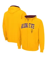 Men's Colosseum Gold-Tone Arizona State Sun Devils Arch Logo 3.0 Full-Zip Hoodie