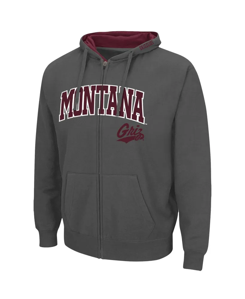 Men's Colosseum Charcoal Montana Grizzlies Arch & Logo 3.0 Full-Zip Hoodie