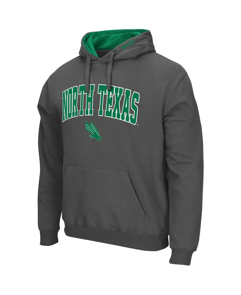 Men's Colosseum Charcoal North Texas Mean Green Arch And Logo Pullover Hoodie