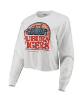 Women's White Auburn Tigers Retro Campus Crop Long Sleeve T-shirt