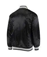 Men's Starter Black Minnesota Vikings Locker Room Satin Varsity Full-Snap Jacket