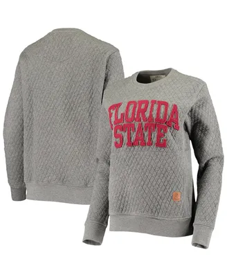 Women's Pressbox Heathered Gray Florida State Seminoles Moose Applique Quilted Pullover Sweatshirt