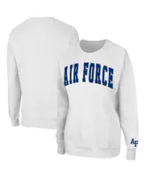 Women's Colosseum White Air Force Falcons Campanile Pullover Sweatshirt