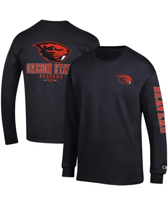 Men's Champion Black Oregon State Beavers Team Stack Long Sleeve T-shirt