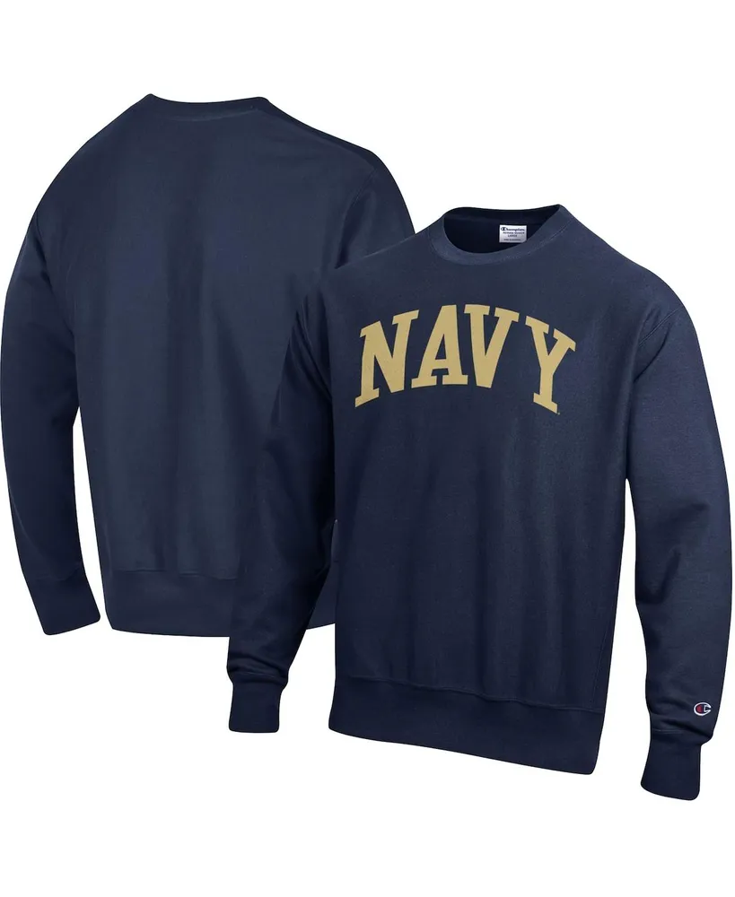 Men's Champion Navy Midshipmen Arch Reverse Weave Pullover Sweatshirt