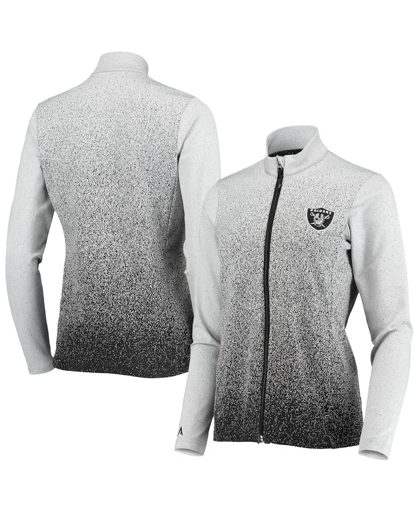 Women's Antigua Heather Gray Las Vegas Raiders Lightweight Jackpot Raglan  Half-Zip Pullover Hoodie