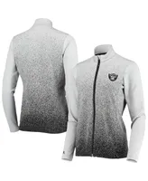 Women's Antigua White and Black Las Vegas Raiders Guide Full-Zip Jacket