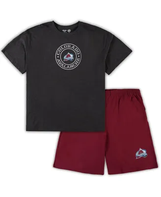 Men's Concepts Sport Burgundy and Heathered Charcoal Colorado Avalanche Big and Tall T-shirt and Shorts Sleep Set