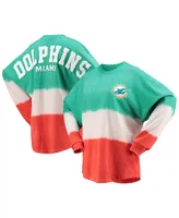 Women's Fanatics Aqua and White Miami Dolphins Ombre Long Sleeve T-shirt