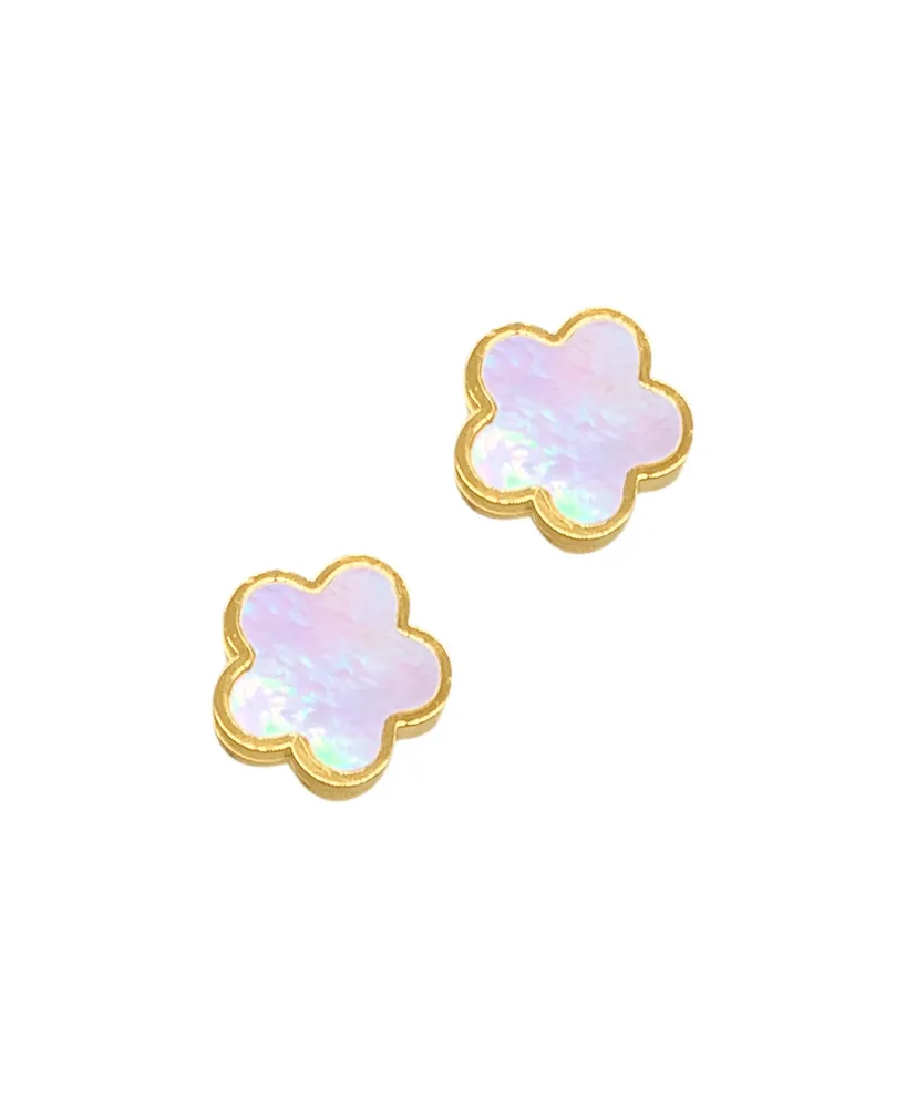 Adornia White Mother Of Pearl Clover Stud Earrings
