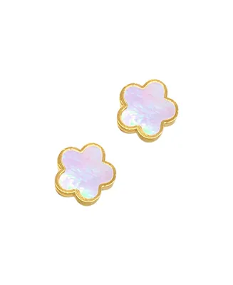 Adornia White Mother Of Pearl Clover Stud Earrings